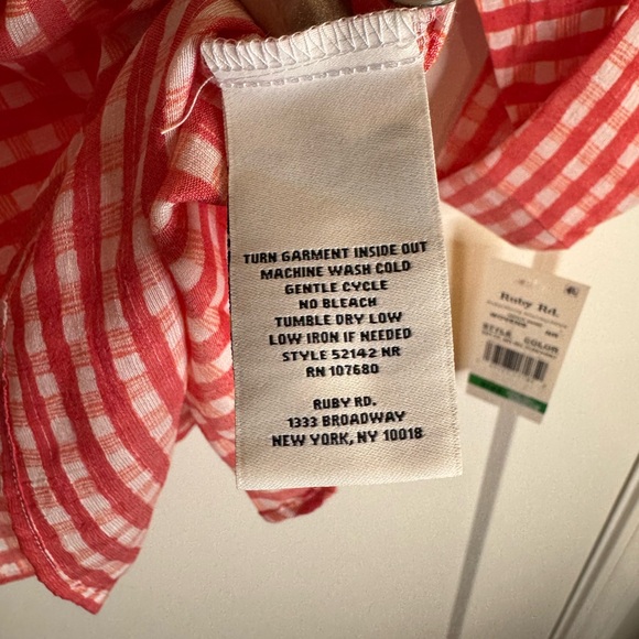 Ruby Road Salmon Pink Plaid Tunic - Picture 4 of 7